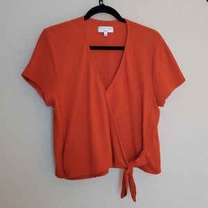 Orange Wrap-Tie Top